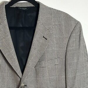 Jos A Bank Silk Wool Sportscoat Jacket Mens 40R Houndstooth & Windowpane Blazer